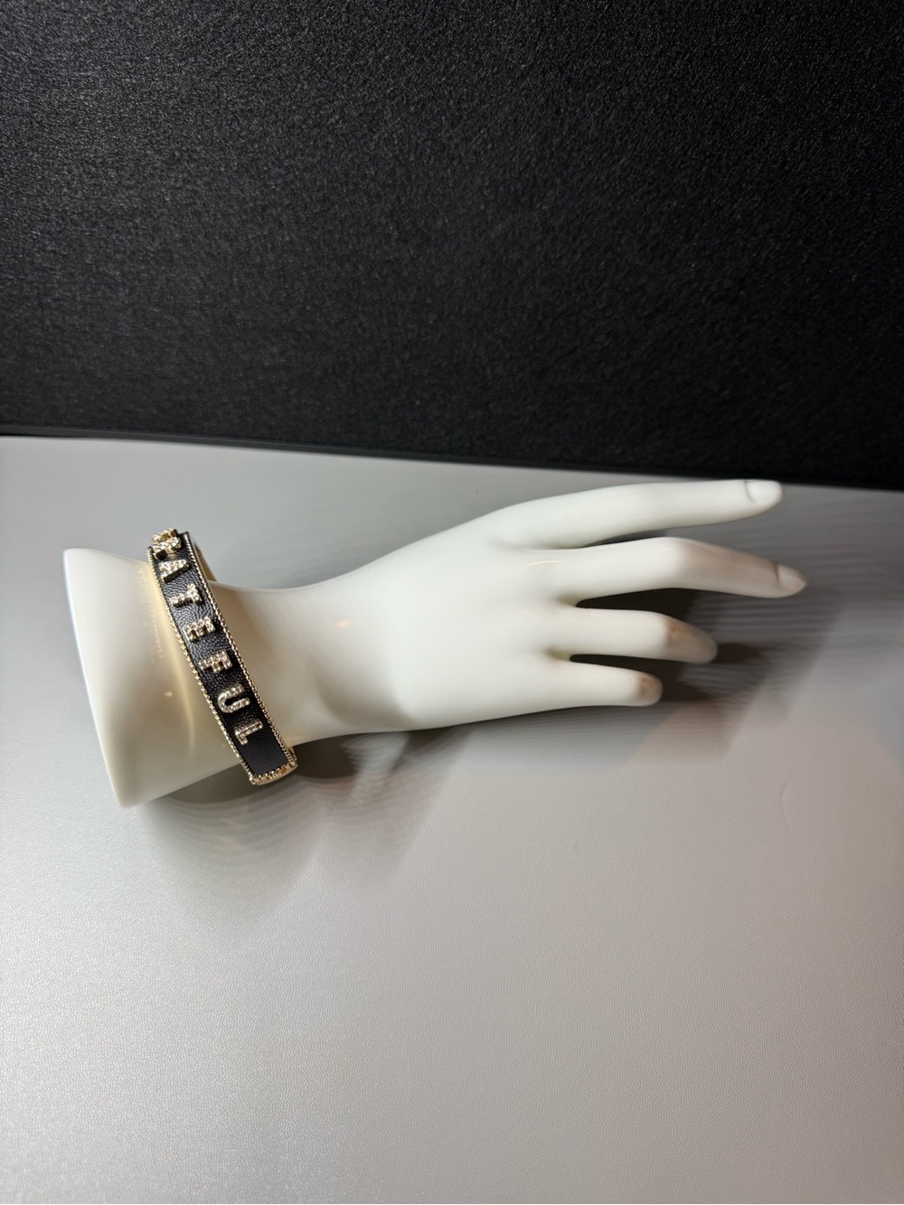 Grateful Rhinestone Black & Gold Bangle Bracelet 🗽🖤